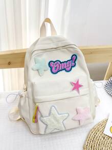 con dibujos animados niños Mochila con con patrón de estrella , dulce con ligero , Bolsa para la escuela para niñas - Blanco - Ver 1