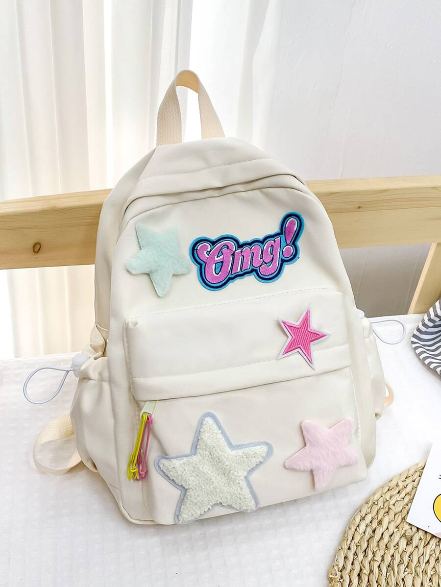 con dibujos animados niños Mochila con con patrón de estrella , dulce con ligero , Bolsa para la escuela para niñas - Blanco - Ver 1