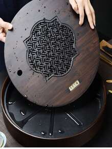 Large Capacity Water Storage Bamboo Tea Tray Round Tea Board Chinese Kung-Fu Tea Set Traditional vintage Bamboo Tea Tools