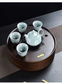 Large Capacity Water Storage Bamboo Tea Tray Round Tea Board Chinese Kung-Fu Tea Set Traditional vintage Bamboo Tea Tools