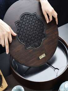 Large Capacity Water Storage Bamboo Tea Tray Round Tea Board Chinese Kung-Fu Tea Set Traditional vintage Bamboo Tea Tools