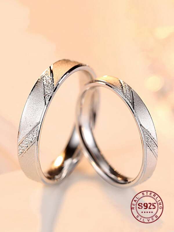 1 Stück Paar Eheringe komplett aus 100% 925er Sterlingsilber, einfacher Stil, mattierter Verliebtenring für Frauen/Männer, Verlobungszubehör, Schmuckgeschenke, Brautschmuck, Valentinstag
