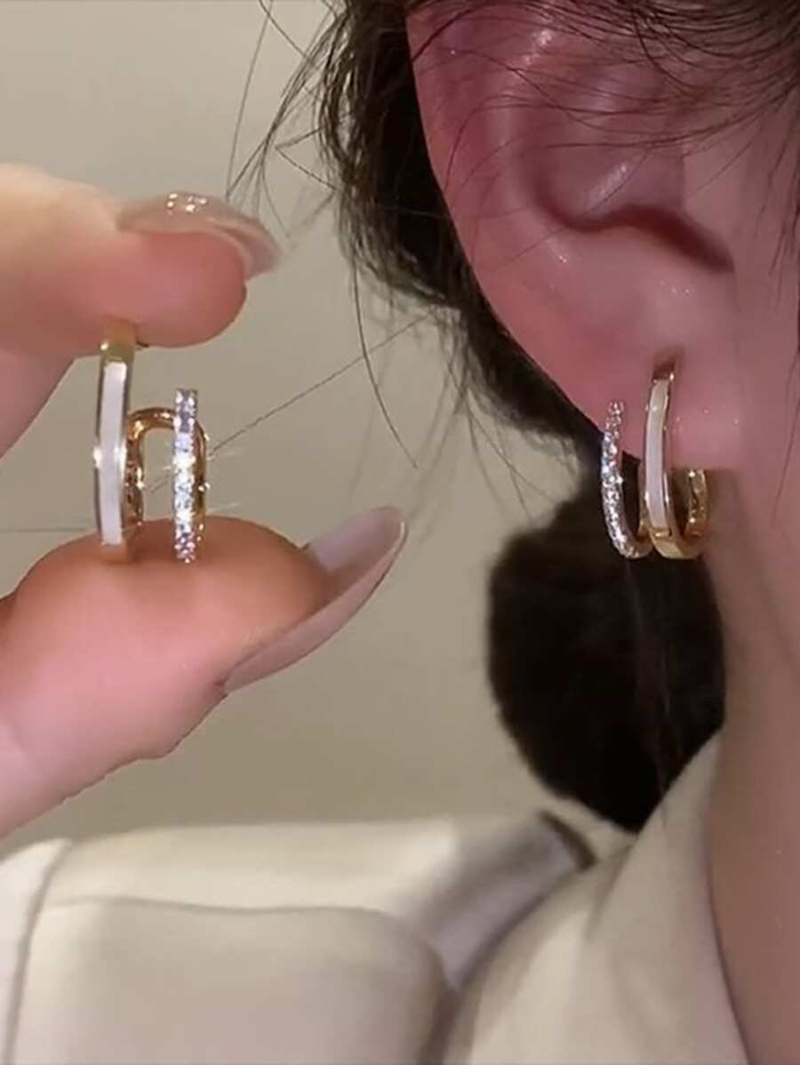 1pair Simple Metal Claw Set Stud Earrings For Women