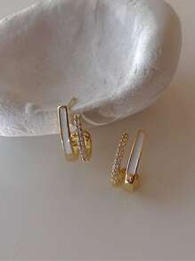 1pair Simple Metal Claw Set Stud Earrings For Women