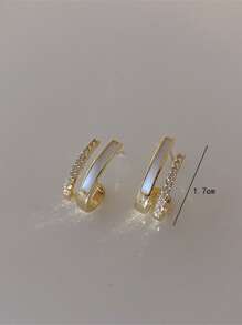 1pair Simple Metal Claw Set Stud Earrings For Women