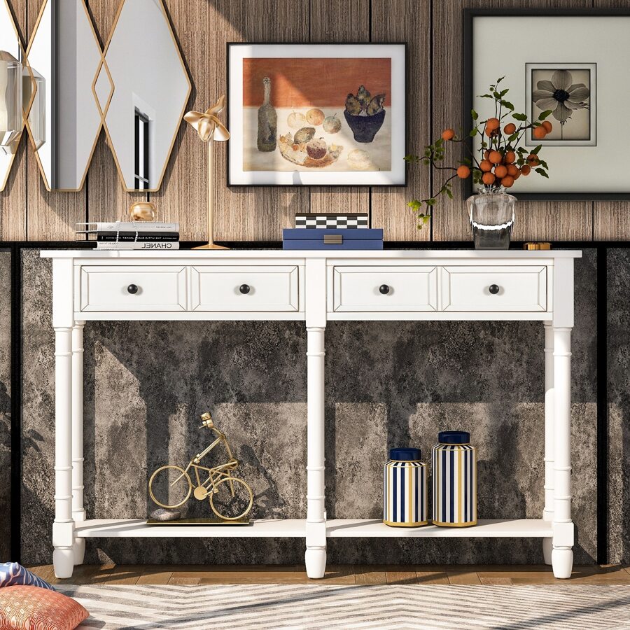 Nestfair Console Table with Drawers and Shelf