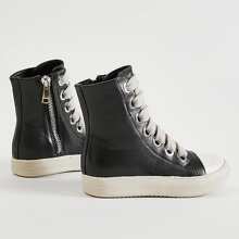 Men's High-Top Fashion Canvas Shoes With Thick Band And Platform Sole - màu đen - Xem 2