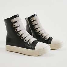 Men's High-Top Fashion Canvas Shoes With Thick Band And Platform Sole - màu đen - Xem 3