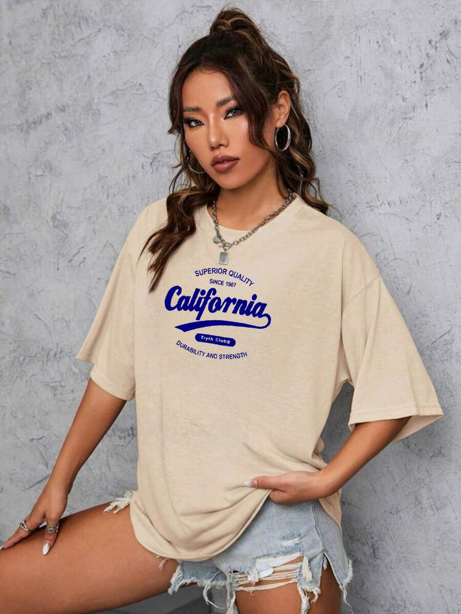 Plus Size T-shirts - 卡其色 - 查看 1