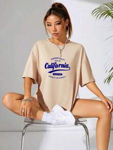 Plus Size T-shirts - 卡其色 - 查看 2