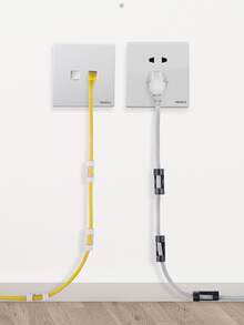 20pcs Self-Adhesive Cable Clips For Wall Cable Organizer System And Data Cords Fixed Clips For Network Cable Management - White - View 6