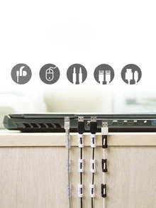 20pcs Self-Adhesive Cable Clips For Wall Cable Organizer System And Data Cords Fixed Clips For Network Cable Management - White - View 7