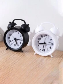 1pc Cartoon Fashionable Creative Simple Alarm Clock, Multi-Function Slouchy Clock For Girls' Dorm, Home Office Bedroom - Black - View 2