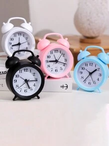 1pc Cartoon Fashionable Creative Simple Alarm Clock, Multi-Function Slouchy Clock For Girls' Dorm, Home Office Bedroom - Black - View 3