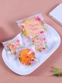 100 个烘焙包装小饼干袋，5 种颜色自粘半透明花袋，适用于糖果包装和珠宝包装学校用品食品袋食品盒适用于糖果巧克力饼干等。 - 彩色 - 查看 2