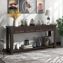 Nestfair Console Table with Bottom Shelf and 4-Drawer