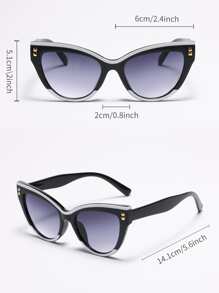 Cute 1pc Women's Plastic Cat Eye Frame Sunglasses Sunglasses Beach Sun Glasses Beach Accessories For Women Sun Glasses Sunglasses Shades Fashionable Shade Elegant Outfit Family Outings Travel Vacation Holiday For Summer Beach Vacation,Outdoor,Travel - 黑與白 - 查看 5
