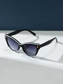 Cute 1pc Women's Plastic Cat Eye Frame Sunglasses Sunglasses Beach Sun Glasses Beach Accessories For Women Sun Glasses Sunglasses Shades Fashionable Shade Elegant Outfit Family Outings Travel Vacation Holiday For Summer Beach Vacation,Outdoor,Travel - 黑與白 - 查看 3