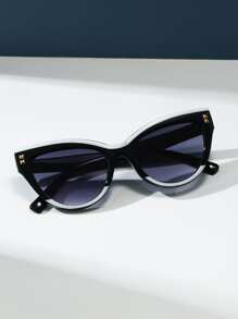 Cute 1pc Women's Plastic Cat Eye Frame Sunglasses Sunglasses Beach Sun Glasses Beach Accessories For Women Sun Glasses Sunglasses Shades Fashionable Shade Elegant Outfit Family Outings Travel Vacation Holiday For Summer Beach Vacation,Outdoor,Travel - 黑與白 - 查看 2