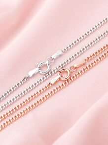 1pc 2MM Link Chain Necklace,Solid 925 Sterling Silver Necklace Chain,Dainty Curb Chain,DIY Simple Chain - Silver - View 4