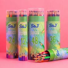 1 Bucket Of Colored Pencils (12/18/24/26/48 Pcs) And 1 Random Colored Pencil Sharpener, For Sketching, Doodling, Drawing Tools Back To School,Back To School,School Supplies