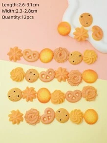 12个随机仿真迷你食物烘焙饼干娃娃屋厨房饰品DIY树脂配件，可用于耳环、发饰、发夹、手机壳装饰DIY珠宝制作个性化礼物节日 - 彩色 - 查看 5