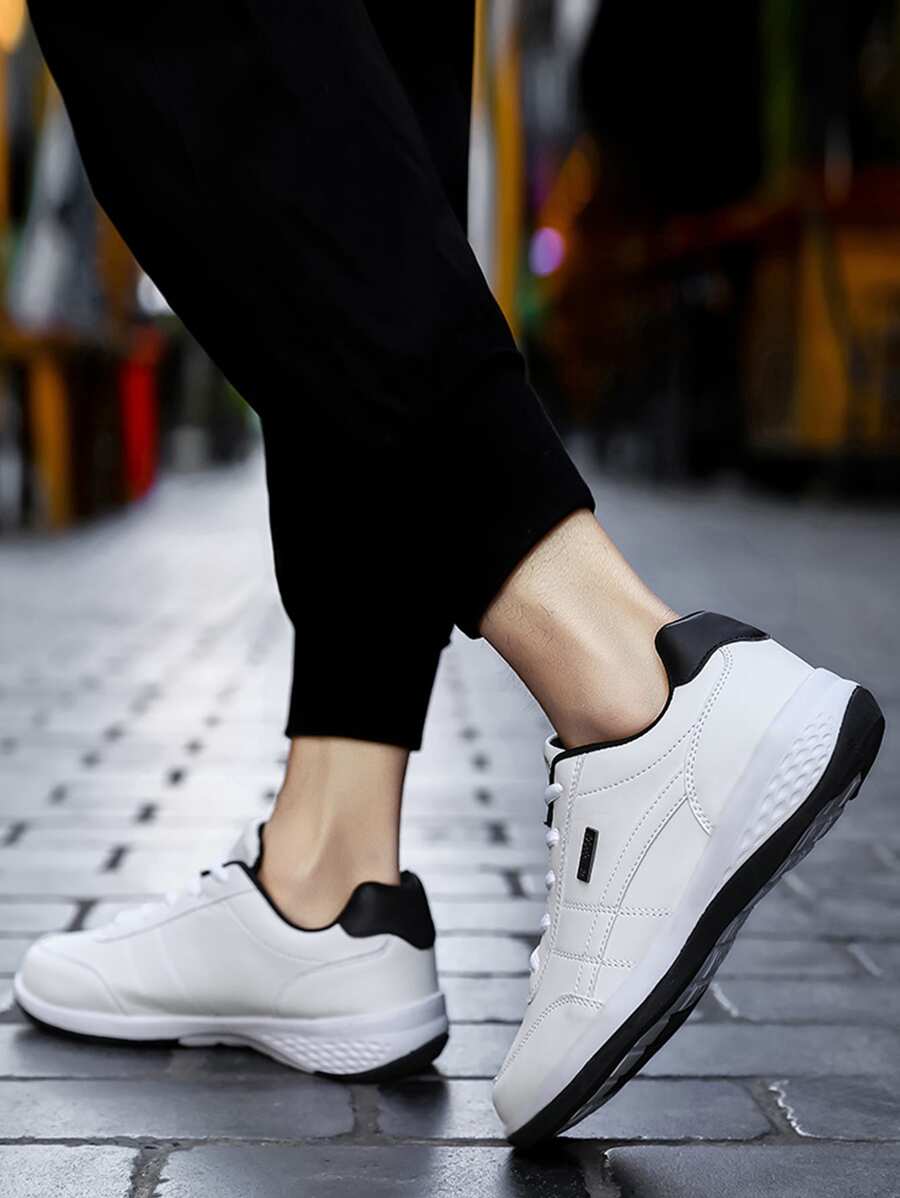 2024 New Arrival Teenager Sneakers, Mixed Leather Upper, Trendy Solid