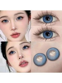 1pair Blue Contact Lenses Large Diameter 14.5mm Color Contact Lenses Soft Lenses Suitable For Daily Wearing For 6 Months - Blue - View 3