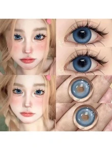 1pair Blue Contact Lenses Large Diameter 14.5mm Color Contact Lenses Soft Lenses Suitable For Daily Wearing For 6 Months - Blue - View 2