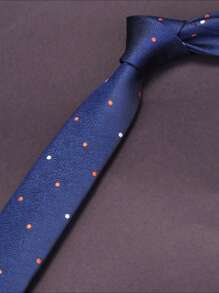 1 件男士 6 厘米窄领带，海军蓝色带彩色圆点，休闲/婚礼/派对领带男士领带 - 彩色 - 查看 2