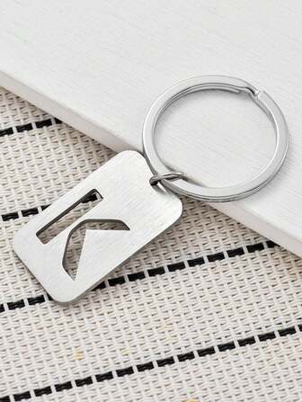 A silver stylish minimalist stainless steel keychain 26 letter keychain backpack pendant accessory