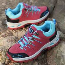 女士登山鞋防水防滑耐磨運動低幫大碼秋冬 - 玫紅色 - 查看 4
