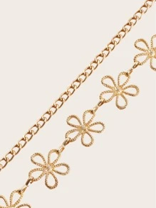 1 pièce Chaîne de corps en métal vintage ajourée en forme de fleur pour femmes. Décoration bohème multirang pour la taille, convient pour les coiffures décontractées. Idéal pour les occasions comme Halloween, Noël, l'été, l'école, l'automne.