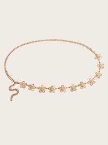 1 pièce Chaîne de corps en métal vintage ajourée en forme de fleur pour femmes. Décoration bohème multirang pour la taille, convient pour les coiffures décontractées. Idéal pour les occasions comme Halloween, Noël, l'été, l'école, l'automne.