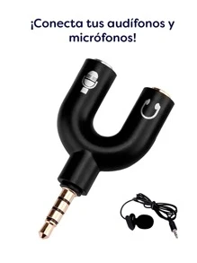 PACK OF 10 3.5mm Stereo Audio Splitter, Microphone And Headphones, Auxiliary + Gift! - Black - View 5