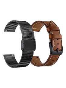 2 piezas/Set Correas para Samsung Galaxy Watch de acero inoxidable tipo malla metálica + Correa marrón, compatible con correas para Samsung Galaxy Watch, compatible con Huawei Samsung Galaxy Watch 6/5/5 Pro/Active, Dos correas para hombres y mujeres, Conectores de 20 mm y 22 mm, Correa para Galaxy Watch de 47/43 mm y 44/40 mm - Multicolor - Ver 2