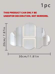 1 块云镜墙贴，2 毫米厚亚克力材料，3D 镜面墙砖 DIY，适用于卧室、客厅、浴室、厨房 - 銀色 - 查看 3