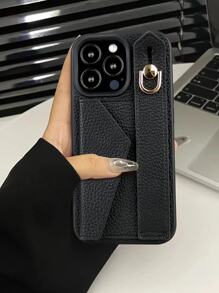 黑色皮革卡包腕带手机壳，兼容苹果 16e/11/12/13/14/17/15 Pro Max、三星 Galaxy S20 Ultra/S21 Plus/S21 Ultra/S22 Plus/S23/S24/S25 Ultra、5A 5G/6 Pro/7/7 Pro/8/8 Pro、索尼 Xperia 1 V/5 V/10 V - 黑色 - 查看 5