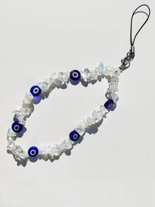 1件時尚眼形天然石手機掛繩 - 白色 - 查看 5