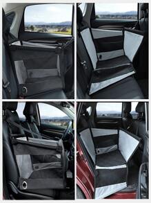 1只尼龍黑色透氣網布透視寵物運輸箱,適用於汽車上,適用於戶外活動的貓狗 - 黑色 - 查看 4