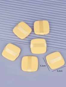 6 件裝黃色奶油餅乾設計氣墊海綿 - 柔軟不吸水粉底液粉撲,乾濕兩用 - 黃色 - 查看 5