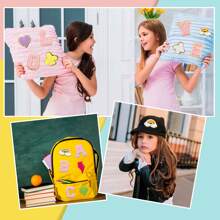 1 組 26 個粉紅色字母亮片刺繡貼片,包括字母、心形、閃電、飛機、彩虹,適用於衣服、帽子、鞋子、背包裝飾 - 粉色 - 查看 5