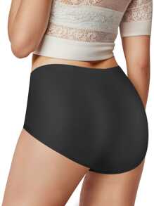 MEIYATING Paquete de 4 piezas de bragas de control de abdomen de talla grande para mujer, de cintura alta, suaves y transpirables, de unicolor - Negro - Ver 4