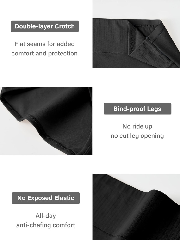 MEIYATING 4件装加大码女式高腰收腹柔软透气纯色三角内裤 - 黑色 - 查看 4