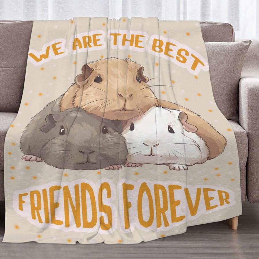 1入組三豬設計創意毯子適用於沙發和床 - 杏色 - 查看 1