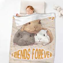 1入組三豬設計創意毯子適用於沙發和床 - 杏色 - 查看 5