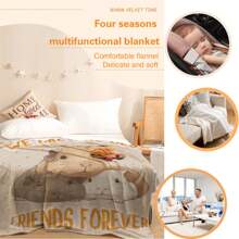 1入組三豬設計創意毯子適用於沙發和床 - 杏色 - 查看 7