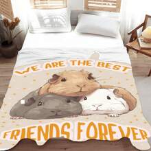 1入組三豬設計創意毯子適用於沙發和床 - 杏色 - 查看 6