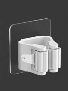 2pcs, No Punch Mop Broom Rack Hooks, Bathroom Laundry Miscellaneous Room Kitchen Household Wall Mounted Storage Hooks, Mop Clip Hooks, Miscellaneous Hooks - White - View 5