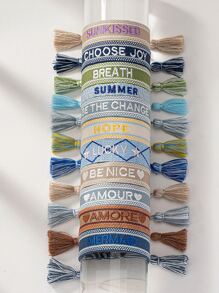 Letter Embroidery Bracelet - Beige - View 3